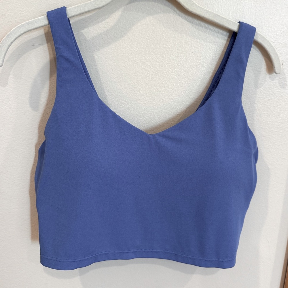 OFFLINE By Aerie Real Me Low Key Longline Sports Bra Ice Blue Vneck Crop Top - Picture 4 of 8